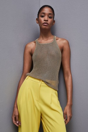 Patrizia Pepe Mesh Top With Metal Effect Gold | 276189-LWA