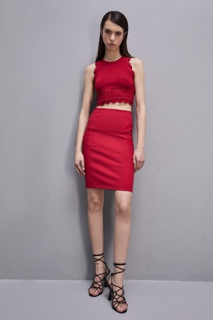 Patrizia Pepe Midi Pencil Skirt Rot | 269734-QAV