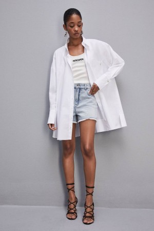 Patrizia Pepe Mini Over Shirt Dress Weiß | 205736-UTZ