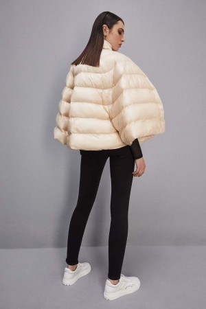 Patrizia Pepe Mix Fabric Padded Cape Beige | 218370-GLJ
