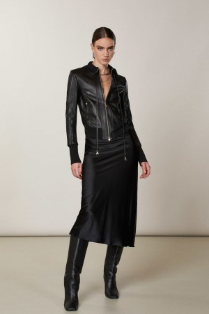 Patrizia Pepe Nappa Lambskin Jacket Schwarz | 328906-OYW