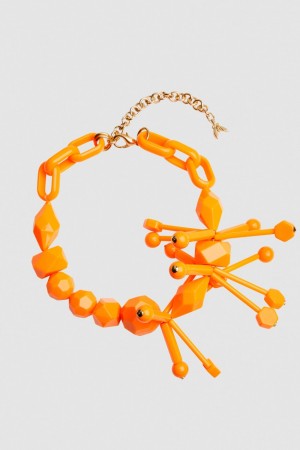 Patrizia Pepe Necklace With Techno Pop Fly Appliqué Orange | 203561-XSG