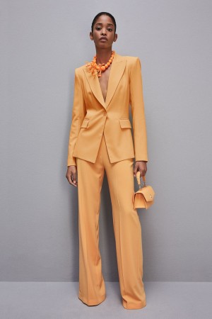 Patrizia Pepe One-button Jacket In Sablè Crepe Fabric Orange | 174685-NVX