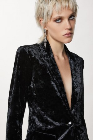 Patrizia Pepe One-button Velvet Jacket Schwarz | 062714-ADE