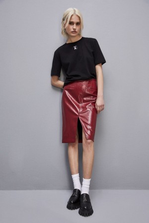 Patrizia Pepe Organic Cotton T-shirt Schwarz | 607954-QSD