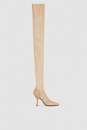 Patrizia Pepe Overknee Boots In Tulle Beige | 482739-SAD