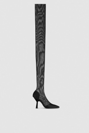 Patrizia Pepe Overknee Boots In Tulle Schwarz | 054372-JYA