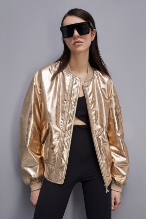 Patrizia Pepe Padded Over Bomber Jacket Gold | 519802-GQE