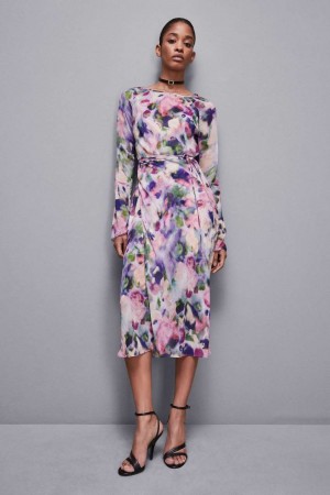 Patrizia Pepe Patterned Chiffon Midi Dress Mehrfarbig | 643170-NPH
