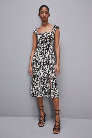 Patrizia Pepe Patterned Jersey Midi Dress Weiß | 709635-DQF