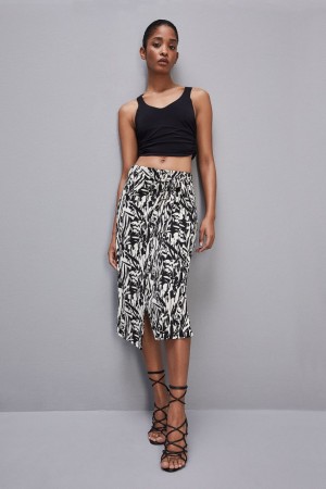 Patrizia Pepe Patterned Jersey Midi Skirt Weiß | 583260-PDZ