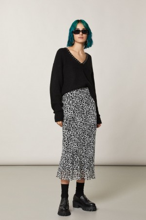 Patrizia Pepe Patterned Midi Skirt Weiß | 821736-XIL