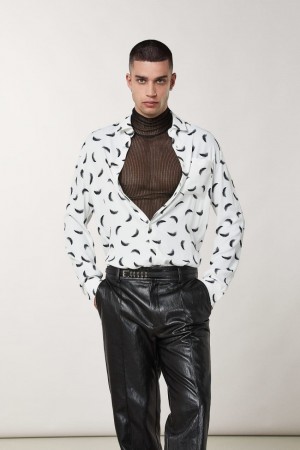 Patrizia Pepe Patterned Shirt With Breast Pocket Weiß | 620519-WQP