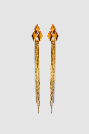 Patrizia Pepe Pendant Earrings With Micro Fly Links And Metal Fringing Orange | 540762-VDY