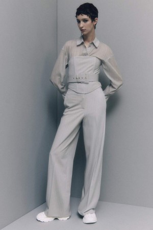 Patrizia Pepe Pinstripe Flannel Pants Grau | 869135-TXE