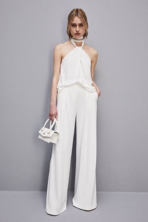 Patrizia Pepe Pleated Pants In Fluid Twill Weiß | 604583-CEL