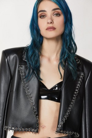 Patrizia Pepe Post Punk Cropped Jacket Schwarz | 580361-SJE