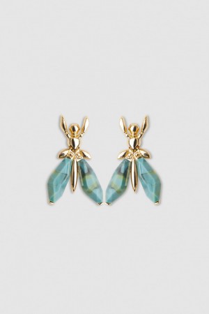 Patrizia Pepe Precious Fly Earrings With Stones Grün | 810956-HPQ
