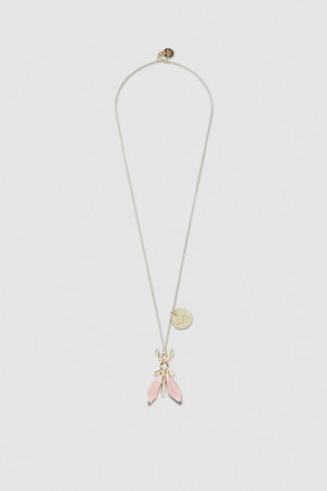Patrizia Pepe Precious Fly Necklace With Stones Rosa | 049186-GHV