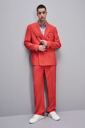 Patrizia Pepe Regular Double-breasted Jacket In Viscose Twill Rot | 418650-DTK