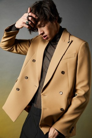 Patrizia Pepe Regular Fit Double-breasted Jacket Beige | 412970-RSP