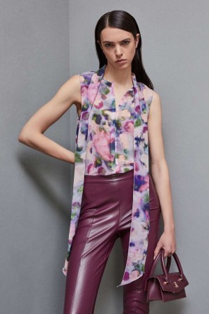 Patrizia Pepe Regular Top In Patterned Georgette Mehrfarbig | 632745-BUK