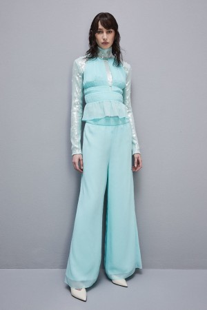 Patrizia Pepe Regular Waist Palazzo Pants Hellblau | 936127-KOG