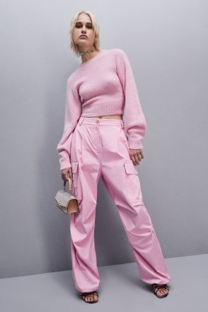 Patrizia Pepe Rib Knit Sweater With Round Neckline Rosa | 980317-EJU