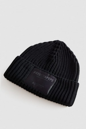 Patrizia Pepe Ribbed Fabric Hat Schwarz | 719024-UMH