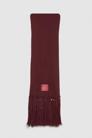 Patrizia Pepe Ribbed Scarf With Fabric Fringes Lila | 875461-BUL