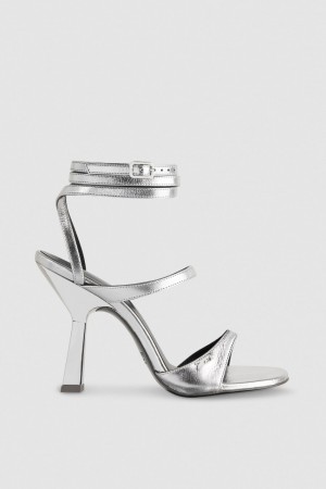 Patrizia Pepe Sandals With Heel And Ankle Strap Silber | 097312-CYE