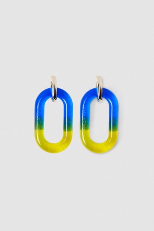 Patrizia Pepe Shaded Maxi Chain Logo Earrings Blau | 052836-PEK