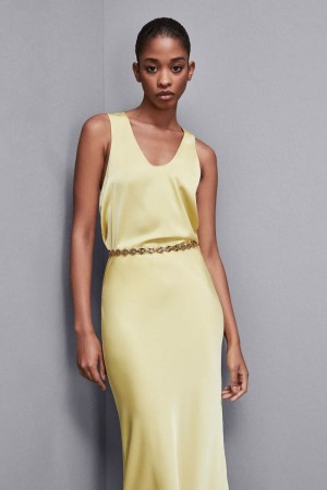 Patrizia Pepe Shiny Satin Blouse Gelb | 520973-XHT