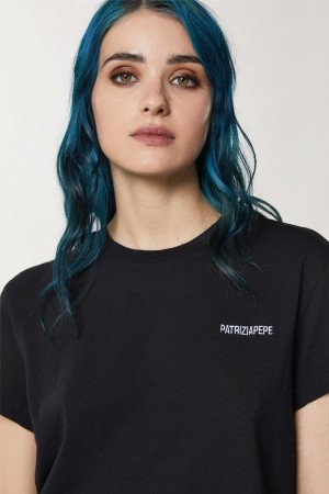 Patrizia Pepe Short Sleeve Jersey T-shirt Schwarz | 435879-OWV