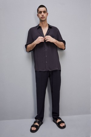 Patrizia Pepe Short Sleeve Shirt In Viscose Twill Blau | 513740-CXG