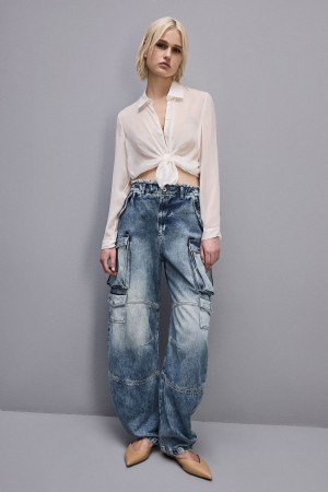 Patrizia Pepe Silk Voile Shirt Weiß | 039581-BLQ