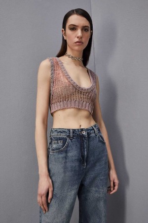 Patrizia Pepe Sleeveless Cropped Top Lila | 528473-HES