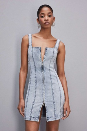 Patrizia Pepe Sleeveless Denim Mini Dress Hellblau | 438079-QEH