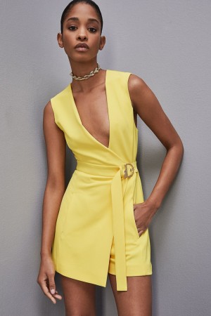 Patrizia Pepe Sleeveless Jumpsuit In Fluid Twill Gelb | 842509-OCB