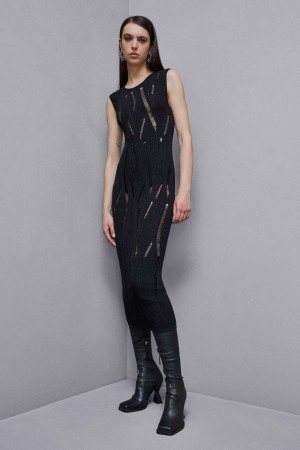 Patrizia Pepe Sleeveless Long Dress Schwarz | 130896-YCN