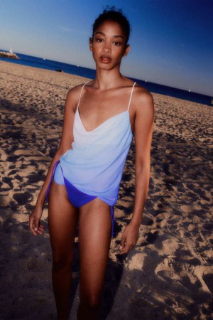 Patrizia Pepe Sleeveless Top With Drop Neckline In Chiffon Hellblau | 805421-PBA