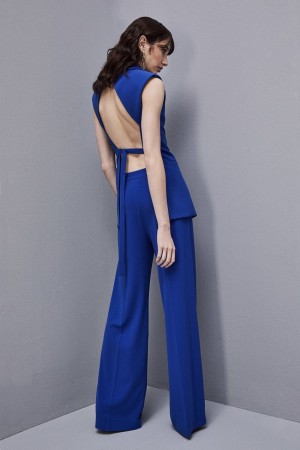 Patrizia Pepe Sleeveless Vest In Sablè Crepe Fabric Hellblau | 947185-RQJ