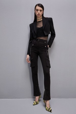 Patrizia Pepe Slim Cargo Pants Schwarz | 803956-RTW