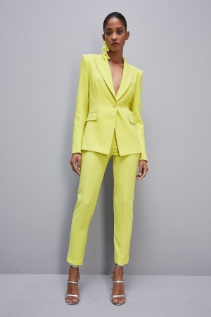 Patrizia Pepe Slim Cigarette Pants In Sablè Crepe Fabric Gelb | 918742-BQI