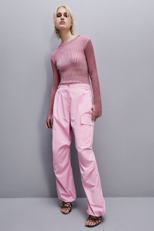 Patrizia Pepe Slim Fit Lurex Sweater Rosa | 789024-GNB