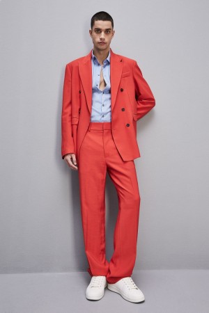 Patrizia Pepe Slim Fit Pants With French Pockets Rot | 178263-IYE