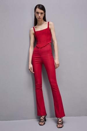 Patrizia Pepe Slim Flare Pants Rot | 186072-UXT