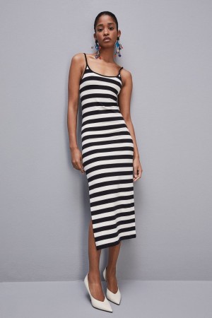Patrizia Pepe Slim Jersey Dress With Cotton Straps Weiß | 107968-SMH