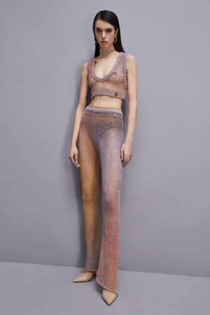 Patrizia Pepe Slim Mesh Pants Lila | 437510-ECL