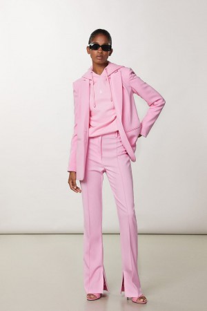 Patrizia Pepe Slim Pants With Side Slit Rosa | 098641-PCT